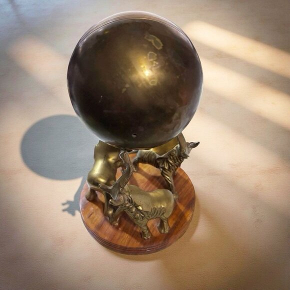 Lucky 3 Elephant Trio Sculpture Holding Sphere – Symbolic Global Art, 7”  Boho D - Picture 8 of 10